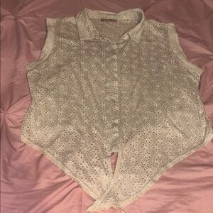 MIA White Floral Lace Tie-Front Camisole